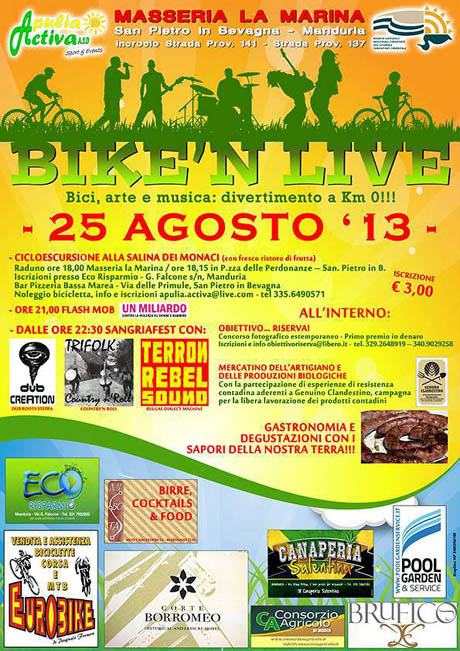 Bike ‘n live – il 25 agosto divertimento a chilometro zero
