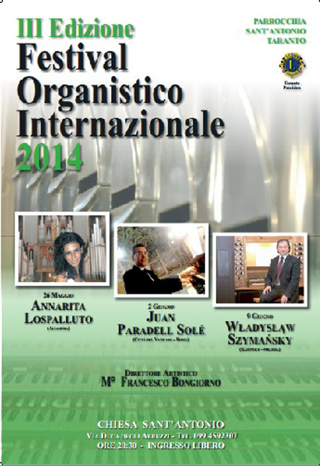TARANTO. III edizione del Festival Organistico Internazionale