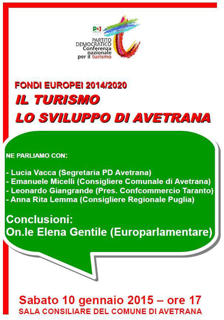 AVETRANA. Turismo: “La Puglia sarà tra le mete favorite a livello mondiale anche per il 2015”