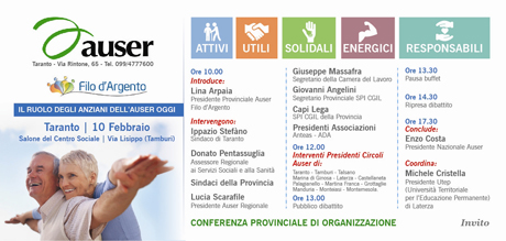 A Taranto la Conferenza organizzativa provinciale dell’Auser