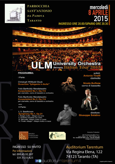 Taranto. ULM ORCHESTRA UNIVERSITY – Germany – in concerto all’ Auditorium Tarentum