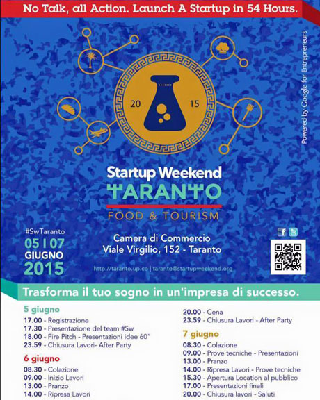 TARANTO. Start up Weekend in programma nella Camera di Commercio  nei prossimi 5, 6 e 7 giugno