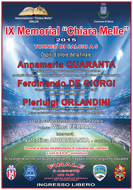 Prende il via la nona edizione di “Giochiamo per la vita – Memorial Chiara Melle”