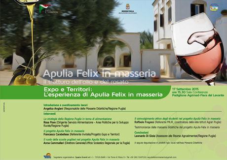 BARI. Expo e territori: “L’esperienza di Apulia Felix in masseria”. Sei mesi di eventi culturali ed enogastronomici nelle masserie didattiche di Puglia