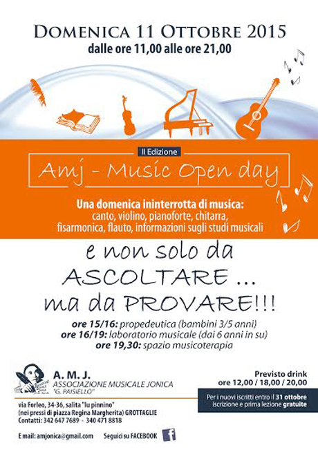 Grottaglie. AMJ-MUSIC OPEN DAY, II edizione