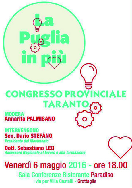 GROTTAGLIE. Congresso Provinciale del Movimento “La Puglia in piú”