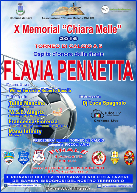 Ospite al X Memorial “Chiara Melle” la campionessa  FLAVIA PENNETTA