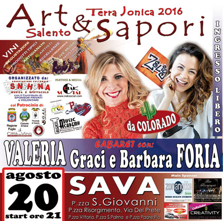 Sava. EVENTO ART&SAPORI – SALENTO E TERRA JONICA 2016