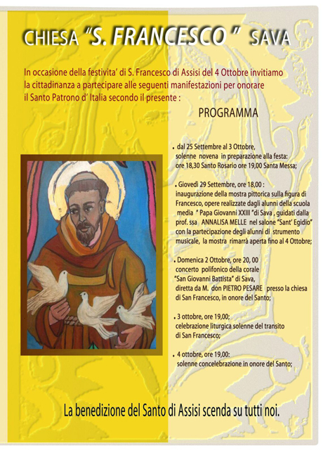 SAVA. Mostra pittorica sulla figura del poverello d’Assisi, curata dalla prof.ssa Annalisa Melle