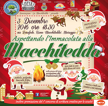 MARUGGIO. Sabato 3 Dicembre. Come da tradizione, le prime pettole “Aspettando l’Immacolata alla Macchitedda”