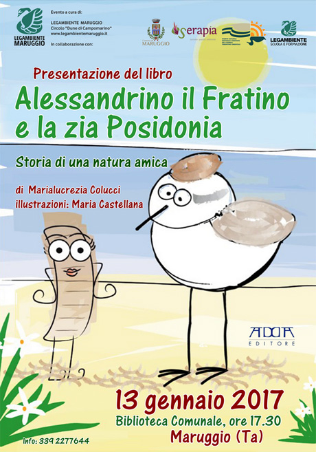 MARUGGIO. Legambiente presenta il libro per ragazzi “Alessandrino il Fratino e la zia Posidonia”