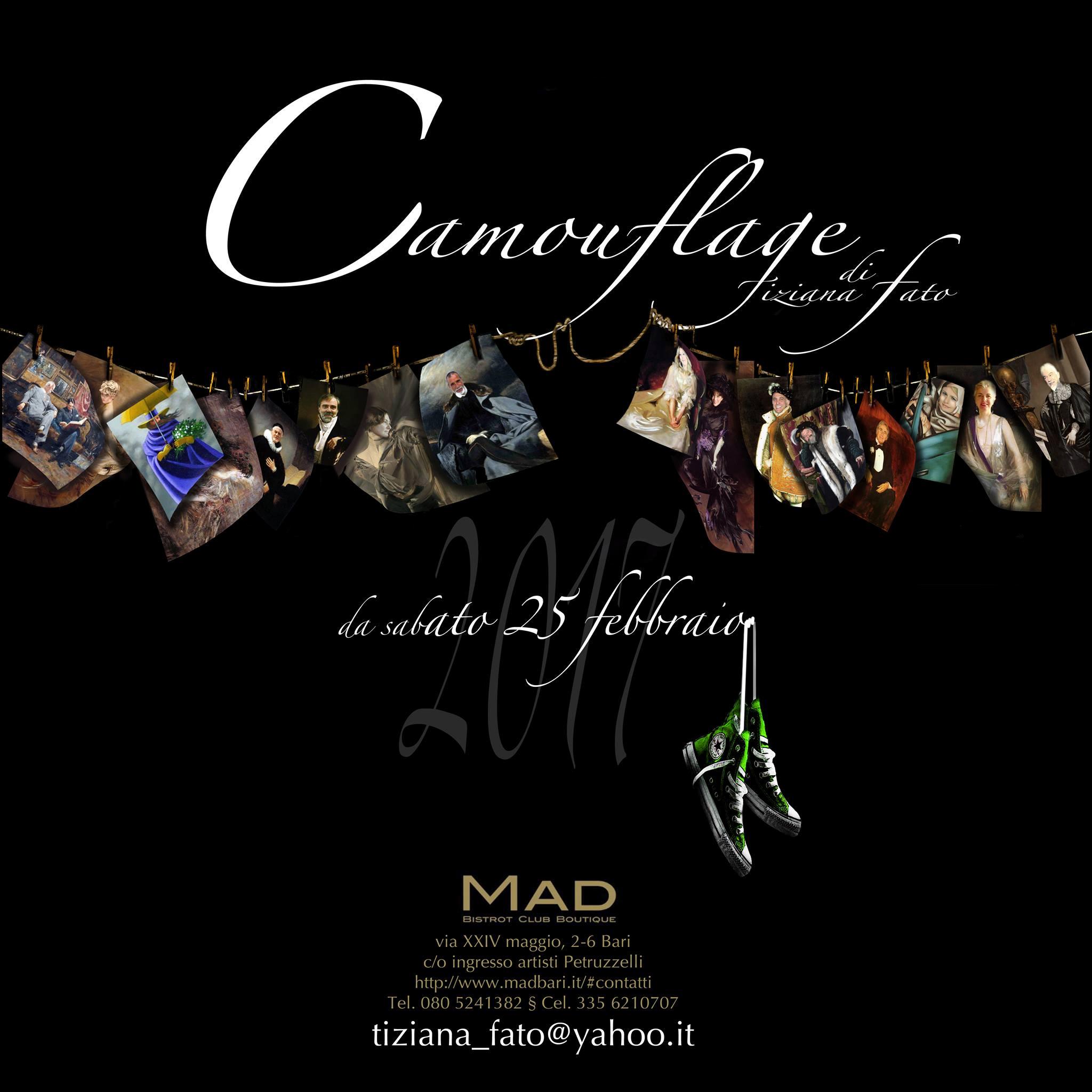 Bari. MAD CLUB, inaugurazione della mostra “Camouflage – The new collection” di Tiziana Fato