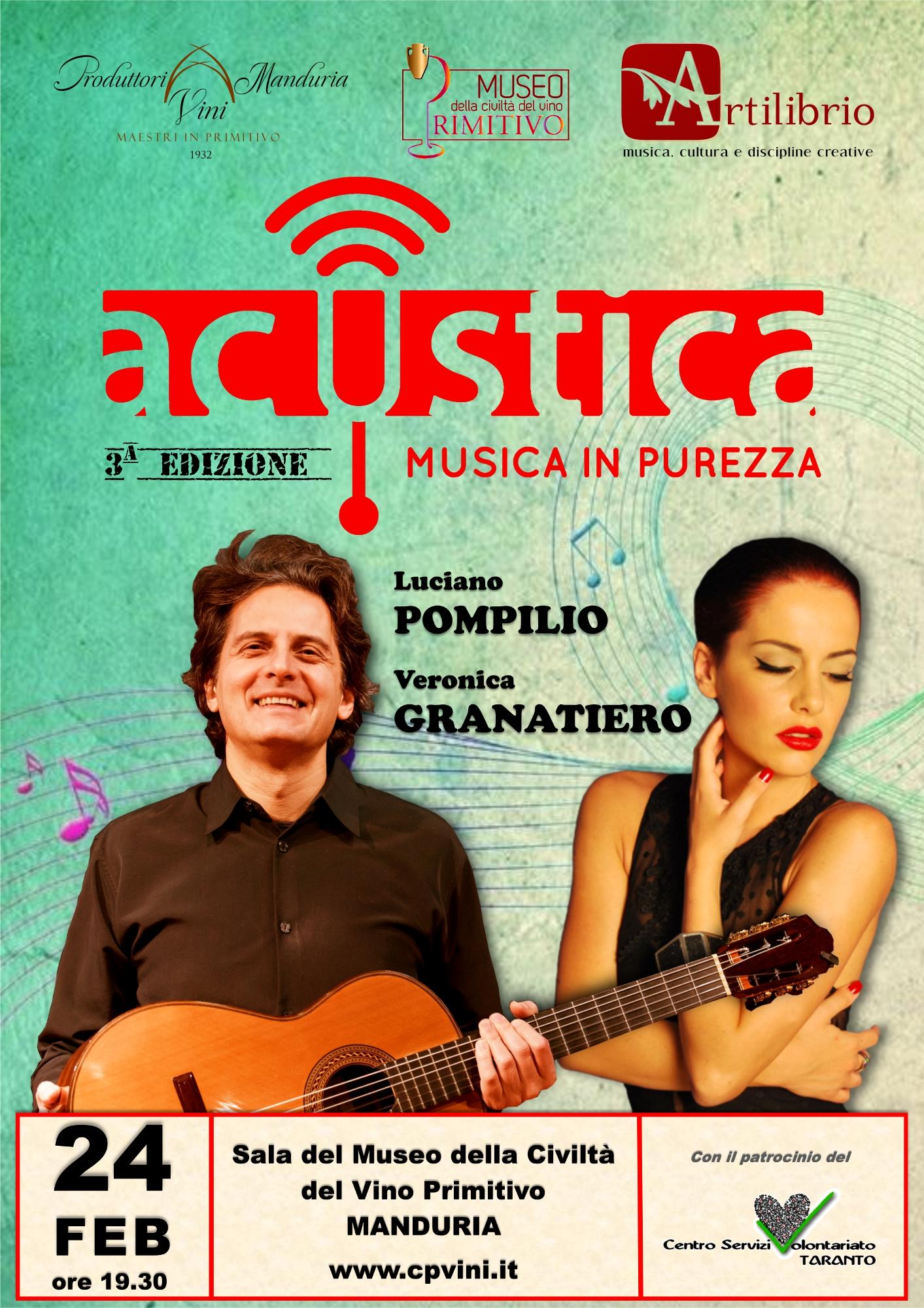 MANDURIA. Sipario su Acustica con il duo chitarra e voce Pompilio-Granatiero