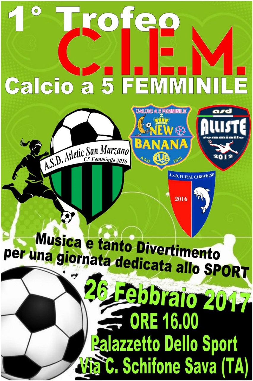 CALCIO FEMMINILE. Atletic San Marzano. Presentazione Trofeo C.I.E.M.