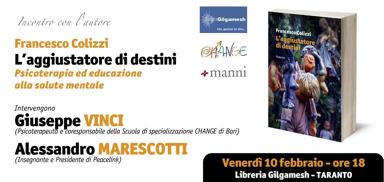 TARANTO. Francesco Colizzi presenta il suo romanzo “L’aggiustatore di destini”, edito da Manni editore