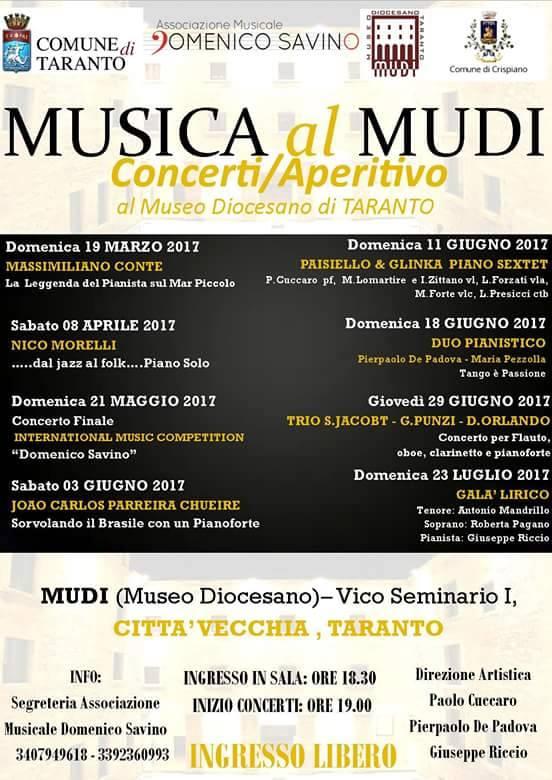 TARANTO. “Musica al Mudi”. Concerti/Aperitivo al Museo Diocesano
