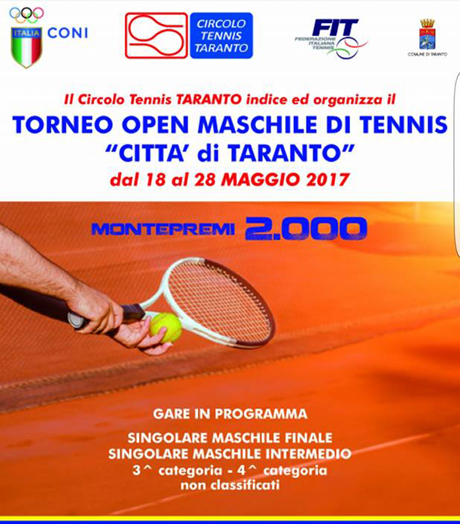 TARANTO. Presentazione della 4a edizione del Torneo Open di Tennis Maschile “Città di Taranto”