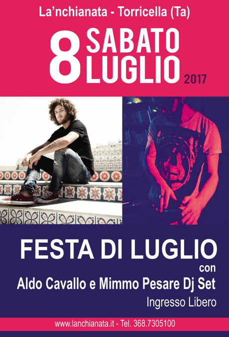 TORRICELLA. “Festa di Luglio” sabato 8 luglio a La’nchianata