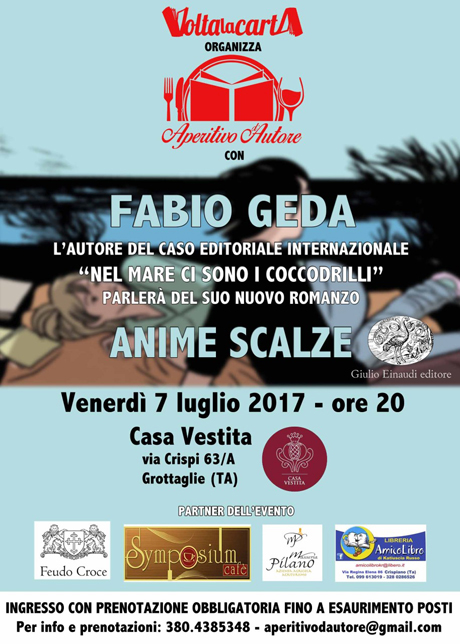 GROTTAGLIE. Aperitivo d’Autore, c’è Fabio Geda a Casa Vestita