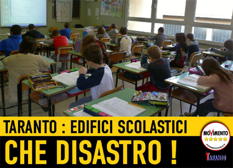 TARANTO. M5S: “La disastrosa situazione nelle scuole della città”