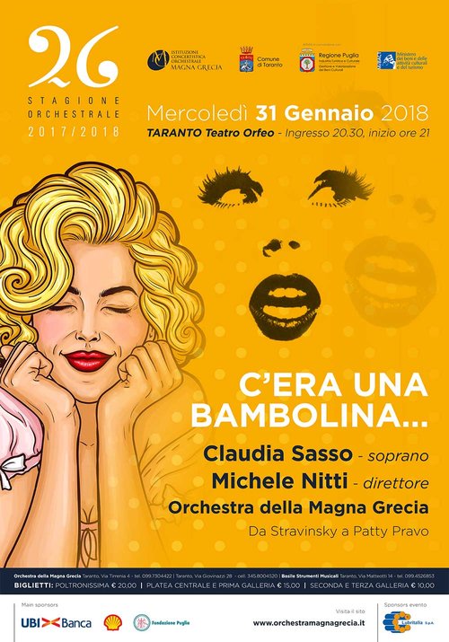 TARANTO. “C’era una bambolina…” è il concerto in programma mercoledì 31 gennaio al Teatro Orfeo  con Claudia Sasso e Michele Nitti
