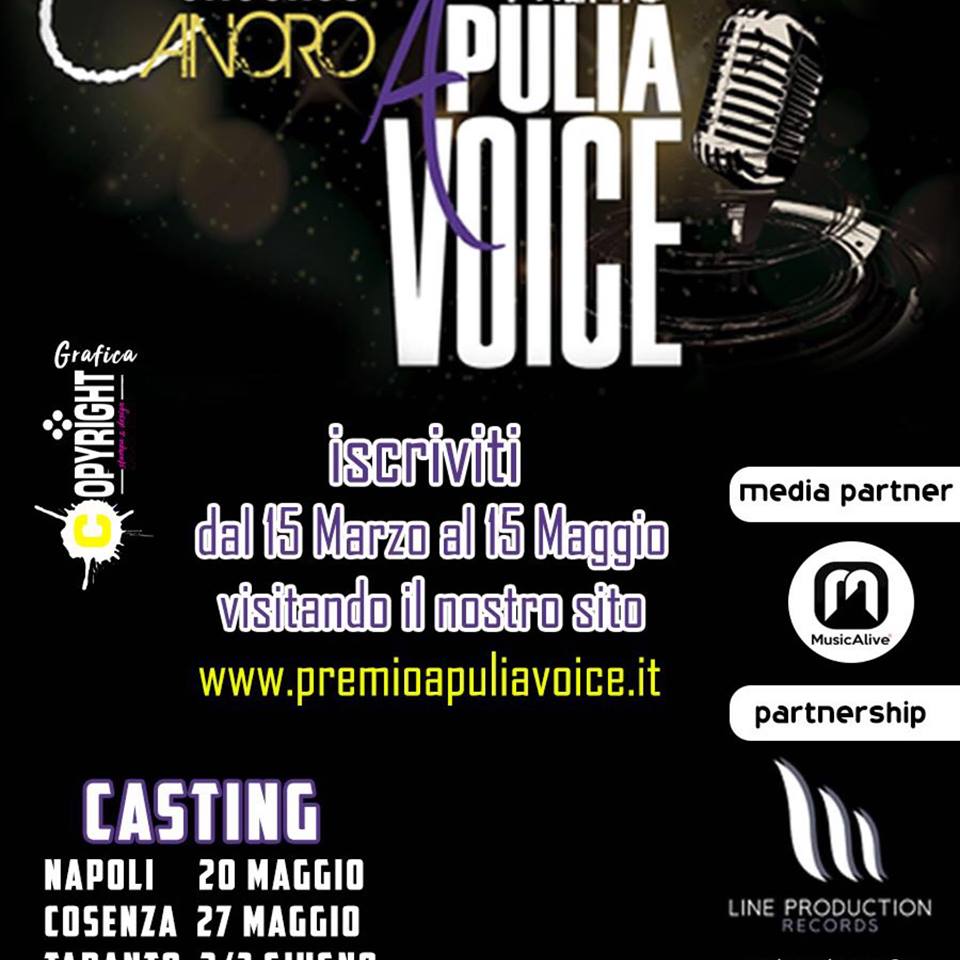 Premio Apulia Voice 2018, comincia il conto alla rovescia. L’anno scorso vinse Marco Boni, poi trionfatore di “Prodigi” su RaiUno