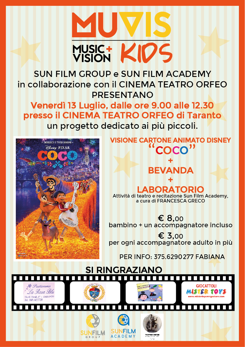 Taranto. MUVIS KIDS. EDUCARE AL CINEMA: MUSICA & VISIONI -SUN FILM GROUP-