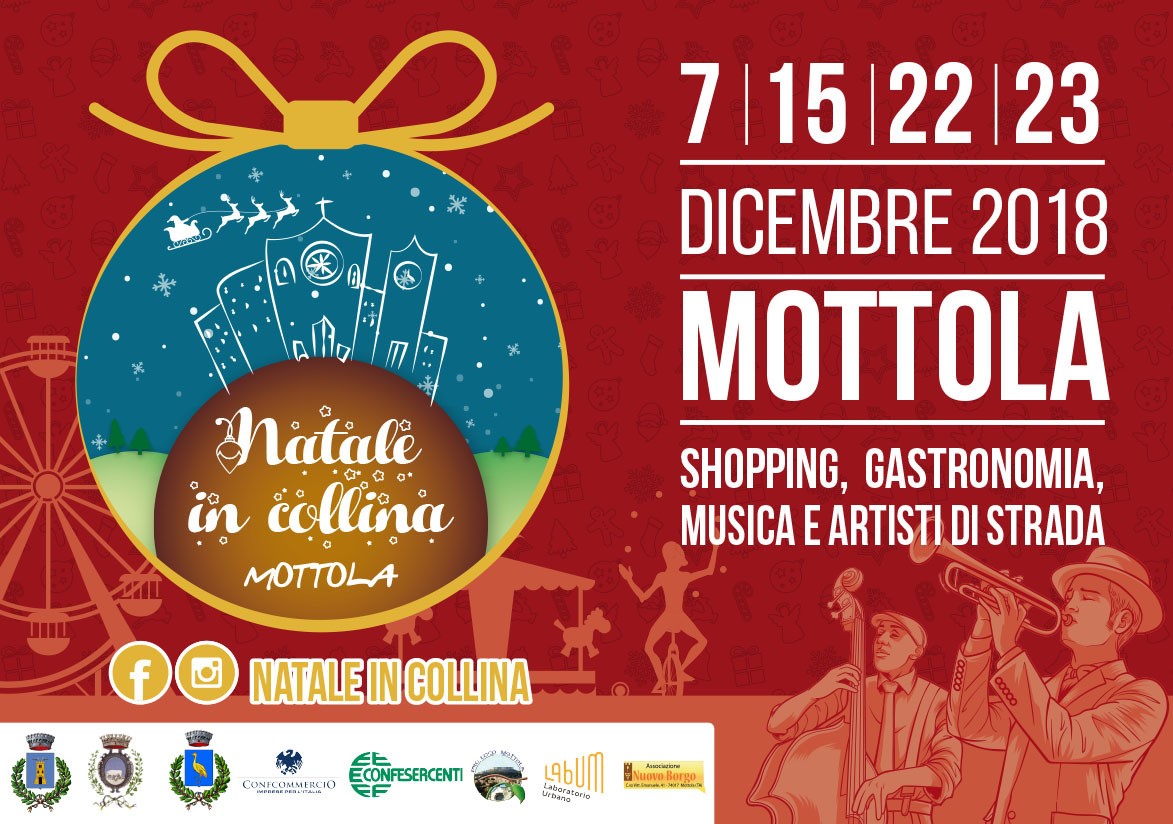 MOTTOLA. “Natale in collina”. Shopping, gastronomia, musica e artisti di strada da venerdì 7 dicembre