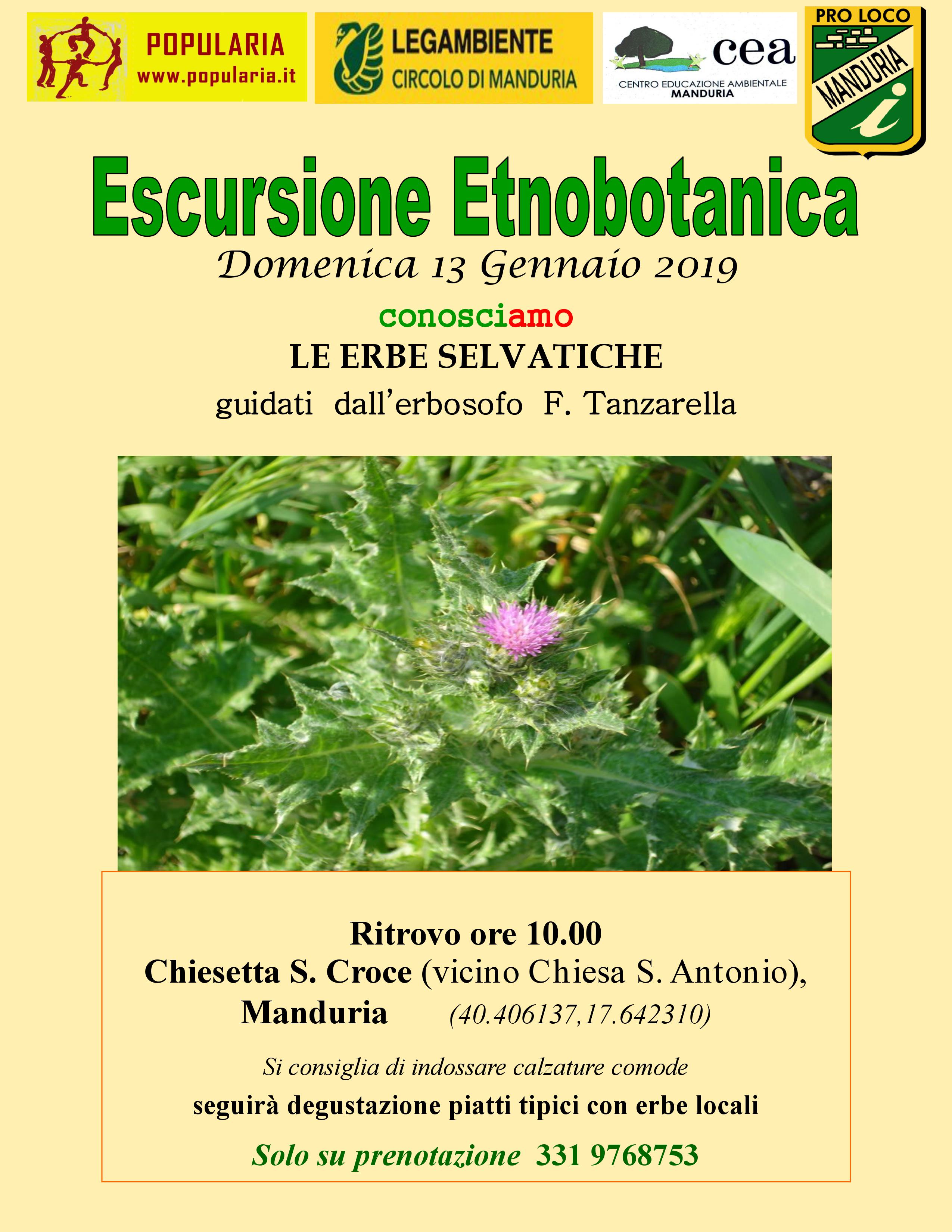 MANDURIA. Domenica 13 gennaio. Escursione Etnobotanica guidata