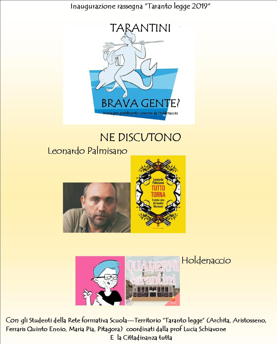 TARANTO. “Taranto legge 2019”. Al via la rassegna di incontri con autori e tematiche