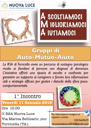 Torricella. “ASCOLTIAMOCI, MIGLIORIAMOCI, AIUTIAMOCI: GRUPPI DI AUTO-MUTUO- AIUTO”