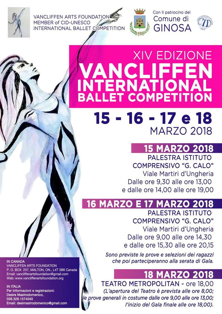 Vancliffen International Ballet Competition, a marzo Ginosa capitale mondiale della danza