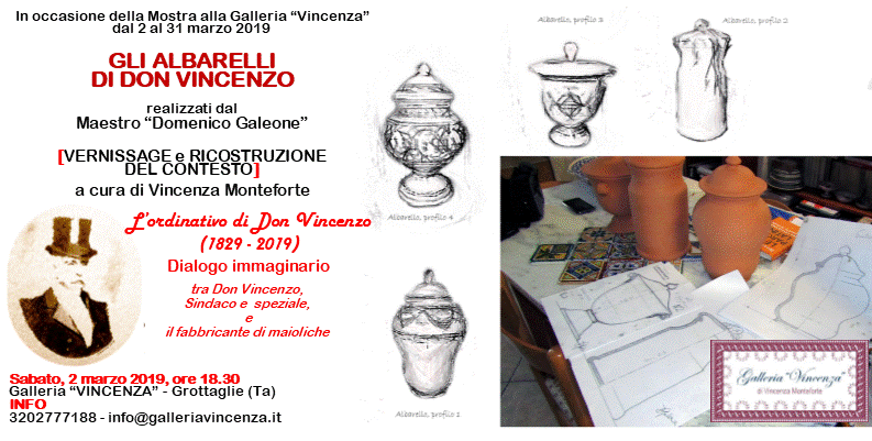Grottaglie. “GLI ALBARELLI DI DON VINCENZO” mostra personale del Maestro Domenico Galeone