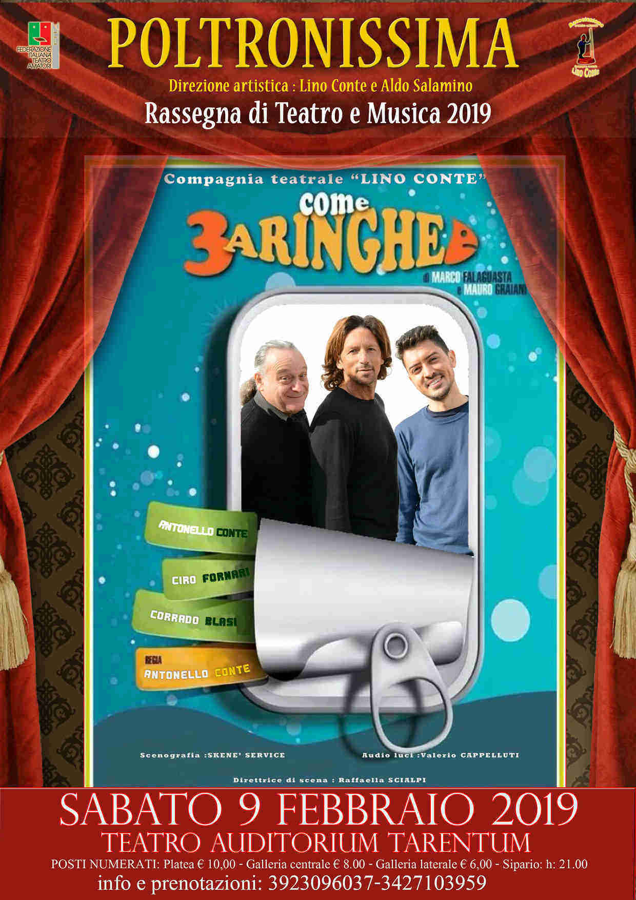 Taranto. POLTRONISSIMA 2019, ECCO “COME TRE ARINGHE”, IL DEBUTTO ALLA REGIA DI ANTONELLO CONTE