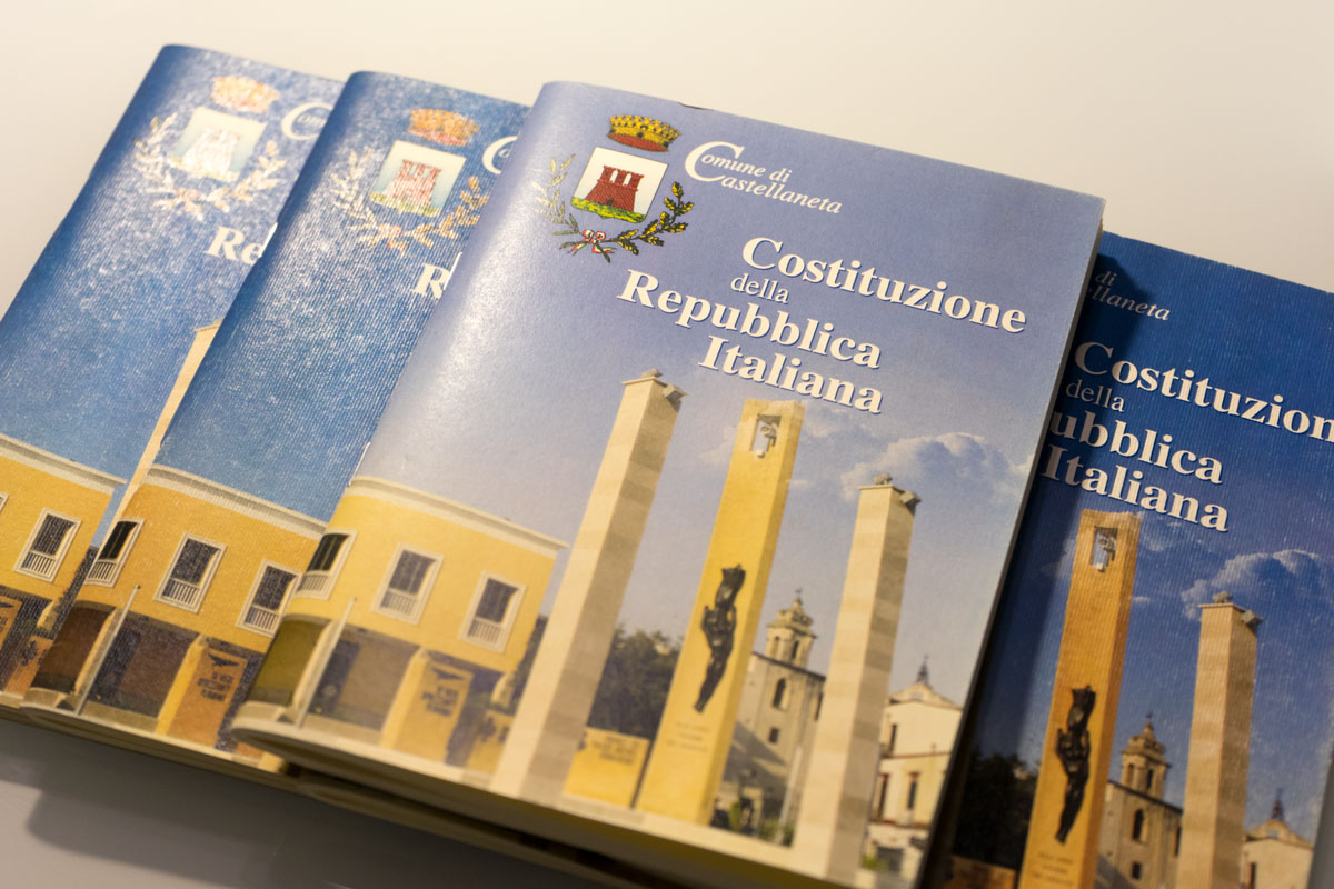 CASTELLANETA. Oggi, 7 febbraio, Cerimonia di consegna della Costituzione ai diciottenni