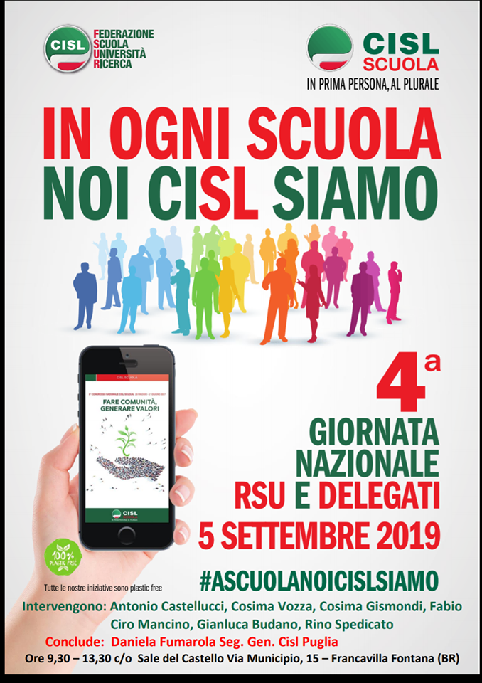 Francavilla Fontana (BR). Il 5 settembre, si svolgerà la “Giornata nazionale RSU e delegati” promossa dalla CISL Scuola