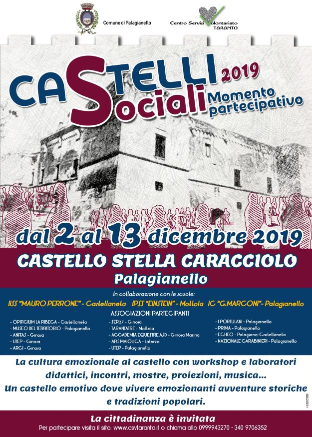 Palagianello. CASTELLI SOCIALI, dal 2 al 13 dicembre 2019