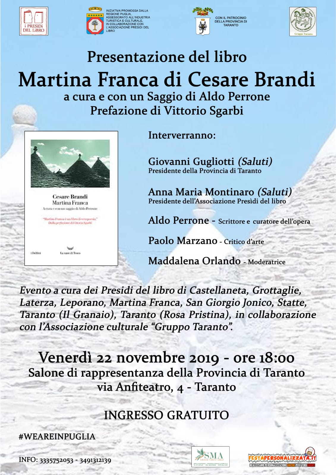 TARANTO. Presentazione del libro “Martina Franca” di Cesare Brandi