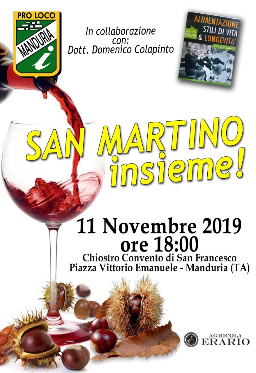 MANDURIA. Lunedì 11 novembre l’evento “San Martino insieme!”