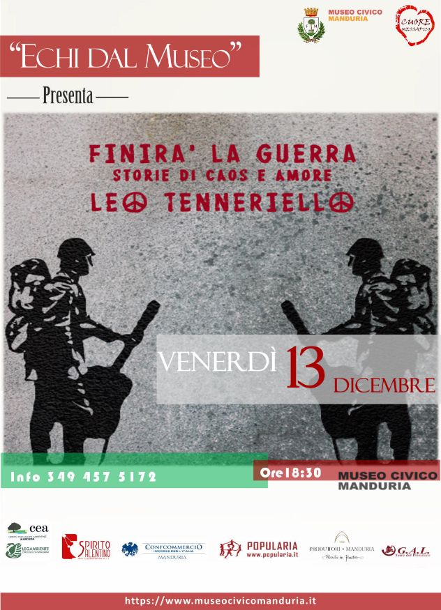 MANDURIA. Venerdì 13 dicembre. Incontro con lo scrittore e cantautore Leo Tenneriello