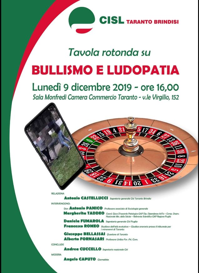 Taranto. “BULLISMO E LUDOPATIA”