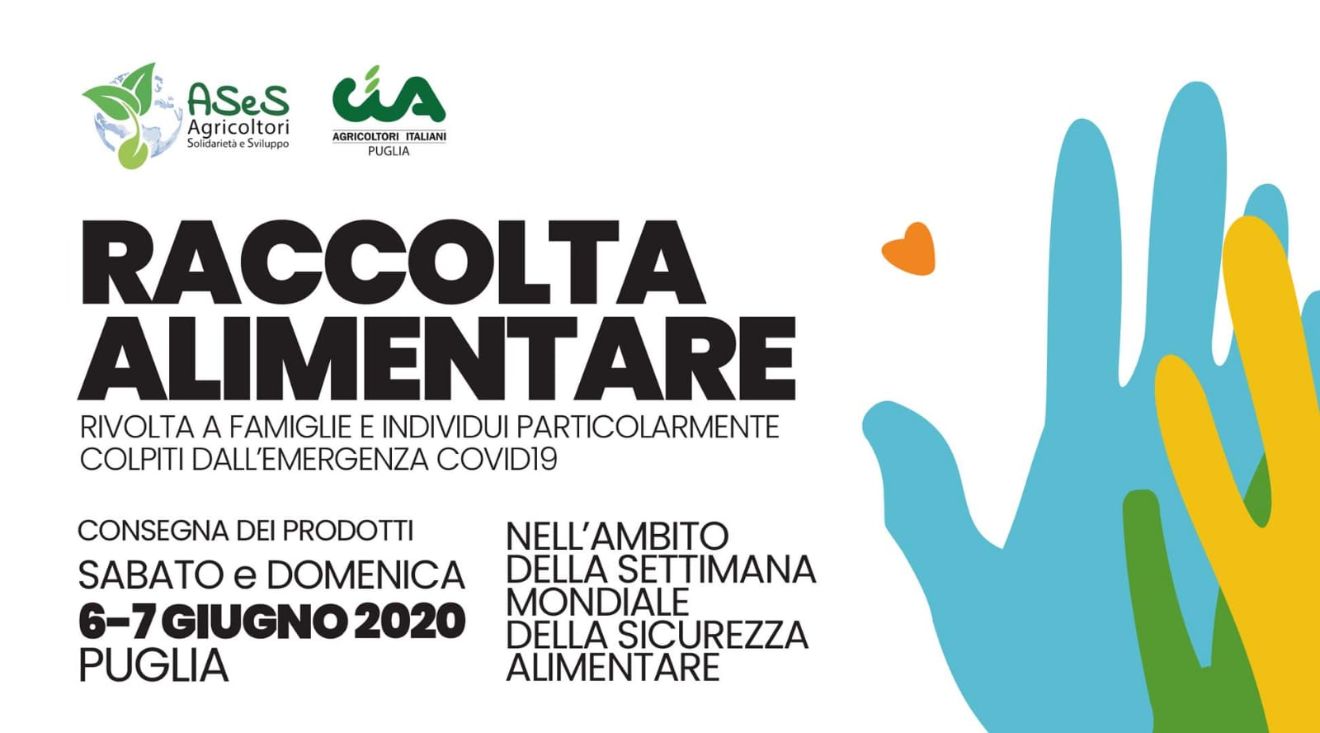 CASTELLANETA. 7 giugno “World Food Safety Day”. Campagna #agricoltorisolidali: Ases e CIA Puglia donano derrate alimentari alle Caritas territoriali