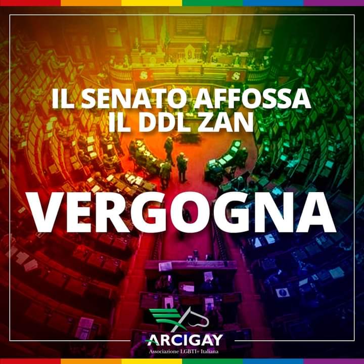 “Affossato il ddl Zan. Oggi, 30 ottobre e domani 31, torniamo in Piazza Maria Immacolata. Tra un mese il Taranto Pride”