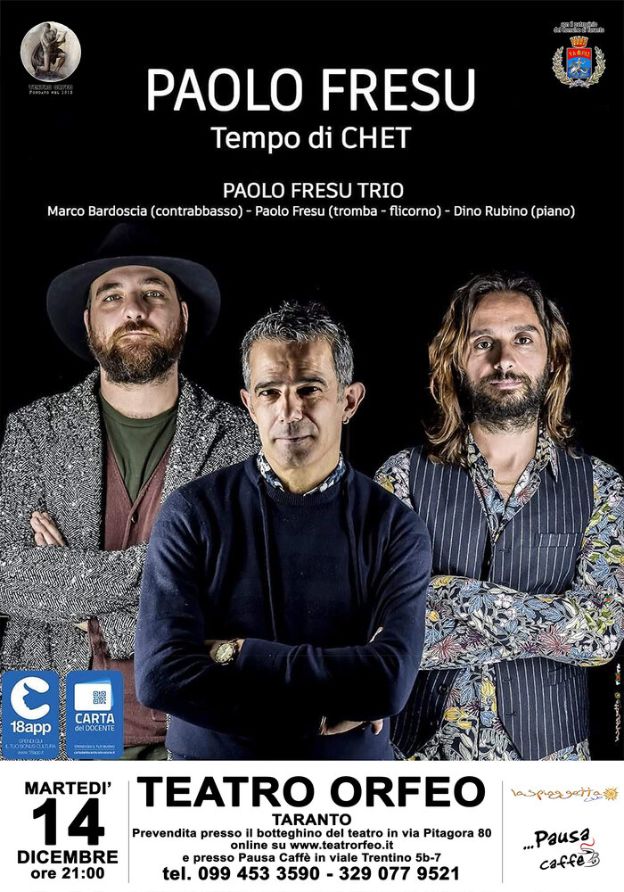 Taranto. TEMPO DI CHET CON IL PAOLO FRESU TRIO AL TEATRO ORFEO