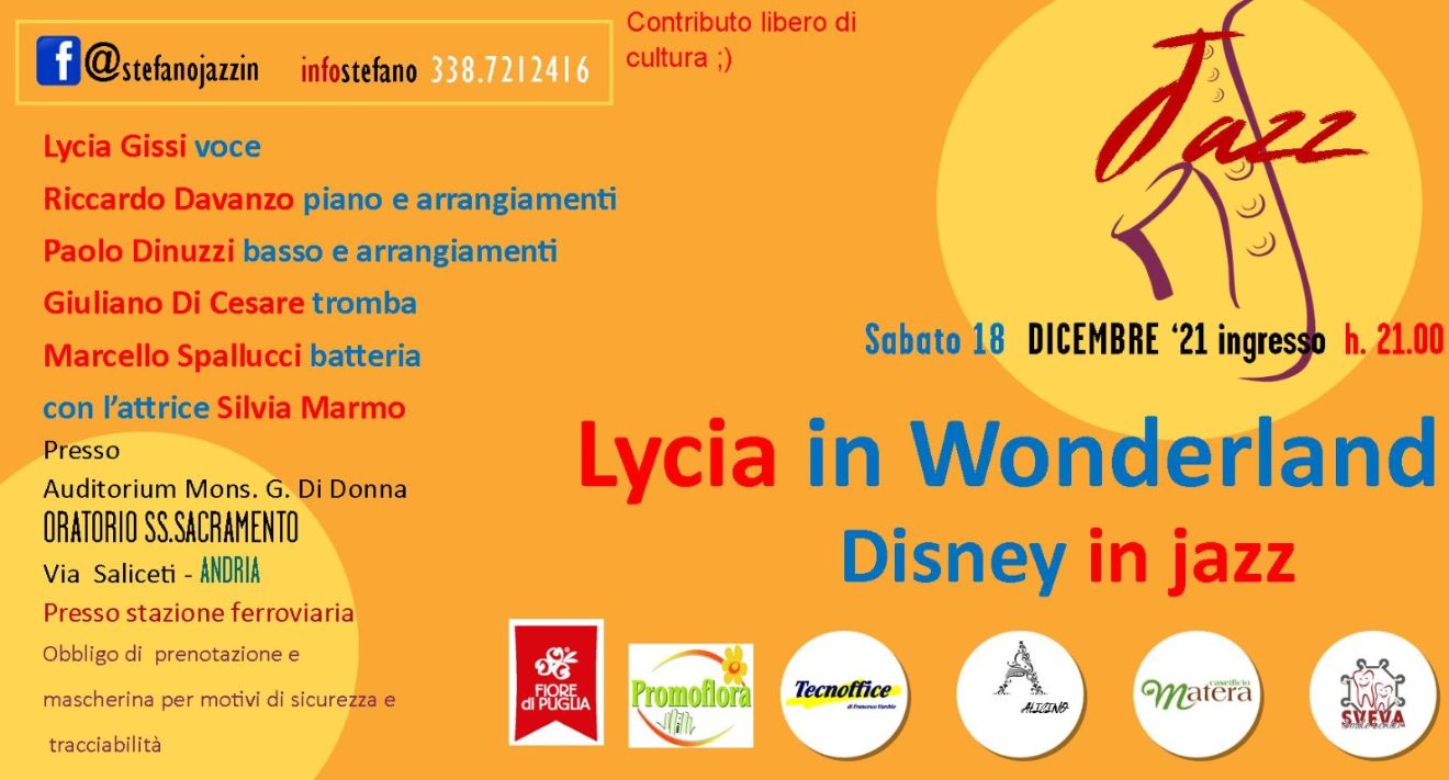 ANDRIA (Ba). L’artista Lycia Gissi e Starlight Quintet debuttano con “Lycia in Wonderland” – Disney in jazz