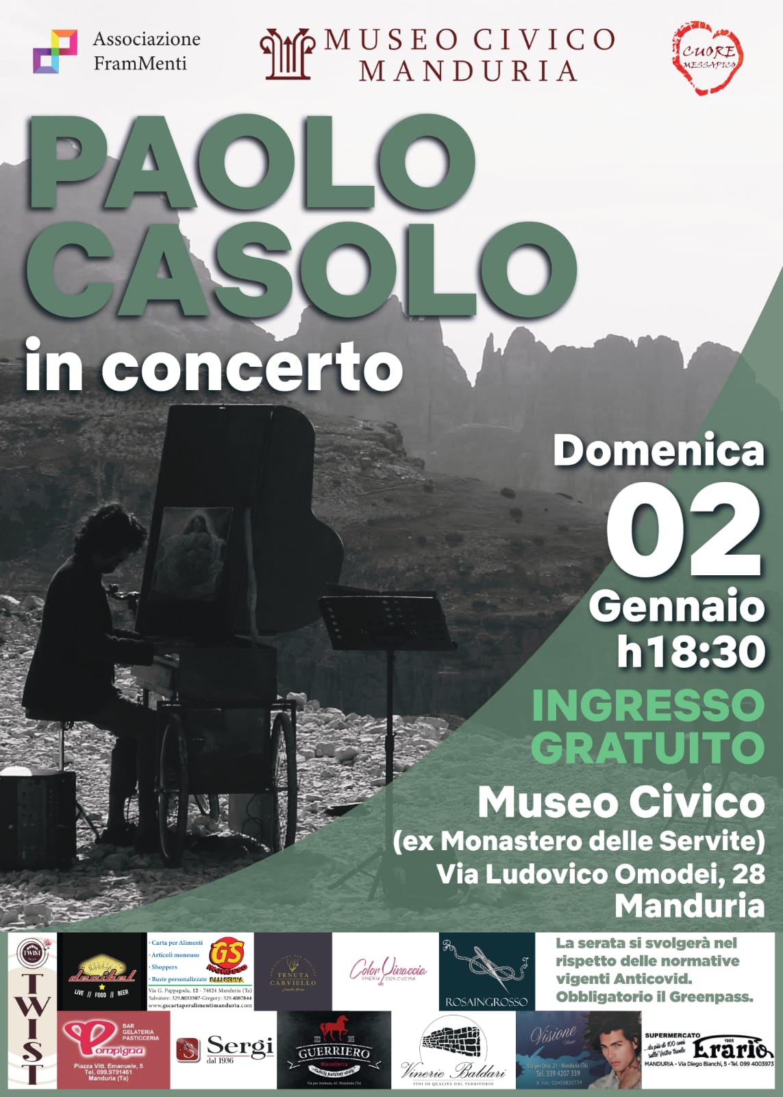 MANDURIA. Il Museo Civico ospita “Paolo Casolo in concerto”