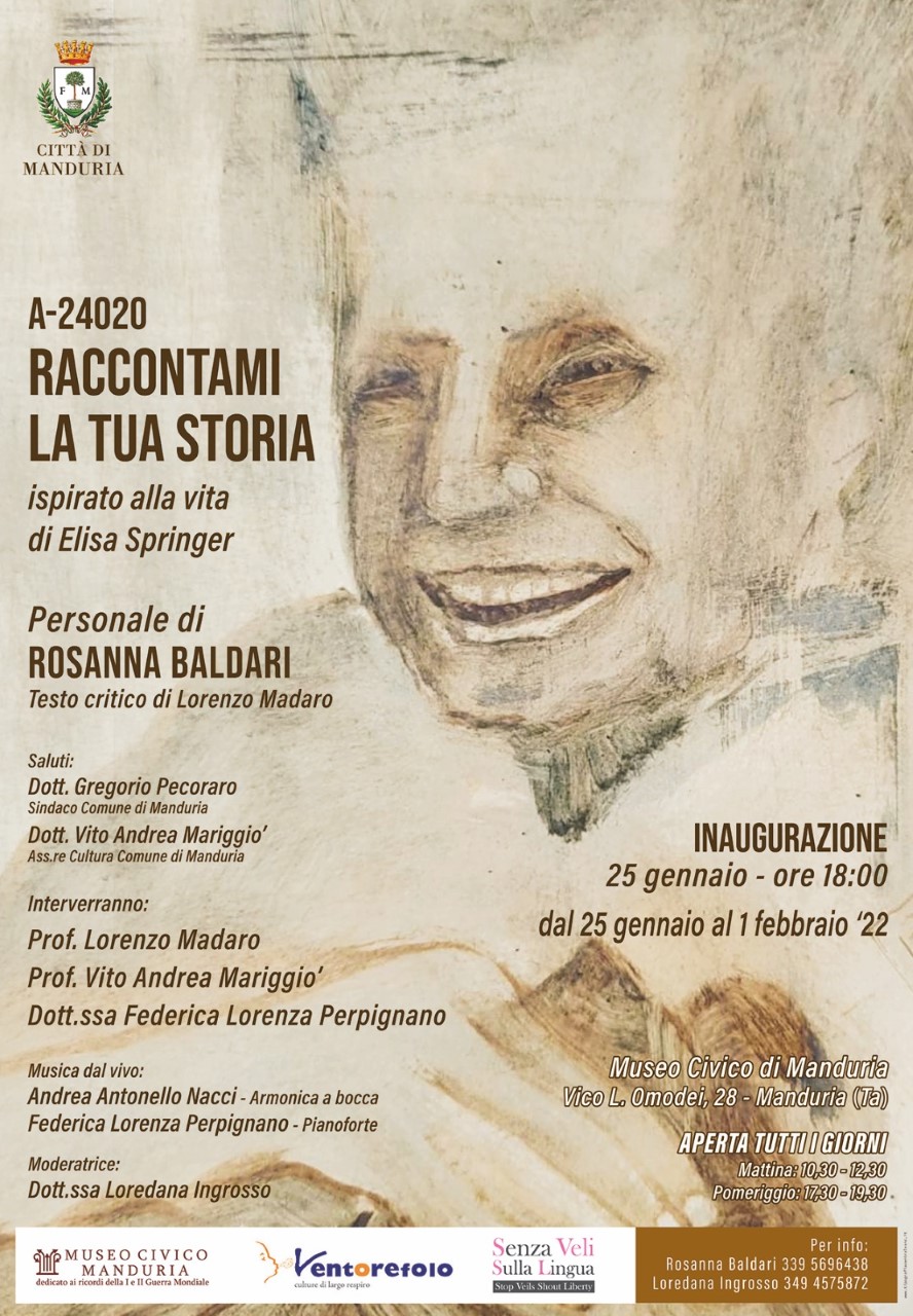 MANDURIA. “A-24020: Raccontami la tua storia”. Personale di Rosanna Baldari presso il Museo Civico