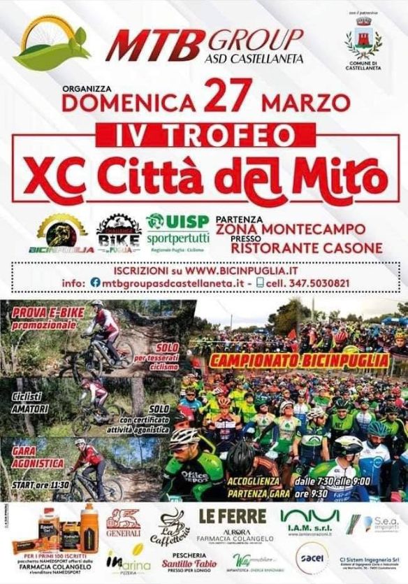 Bicinpuglia 2022, tutto pronto a Castellaneta per il IV Trofeo Città del Mito