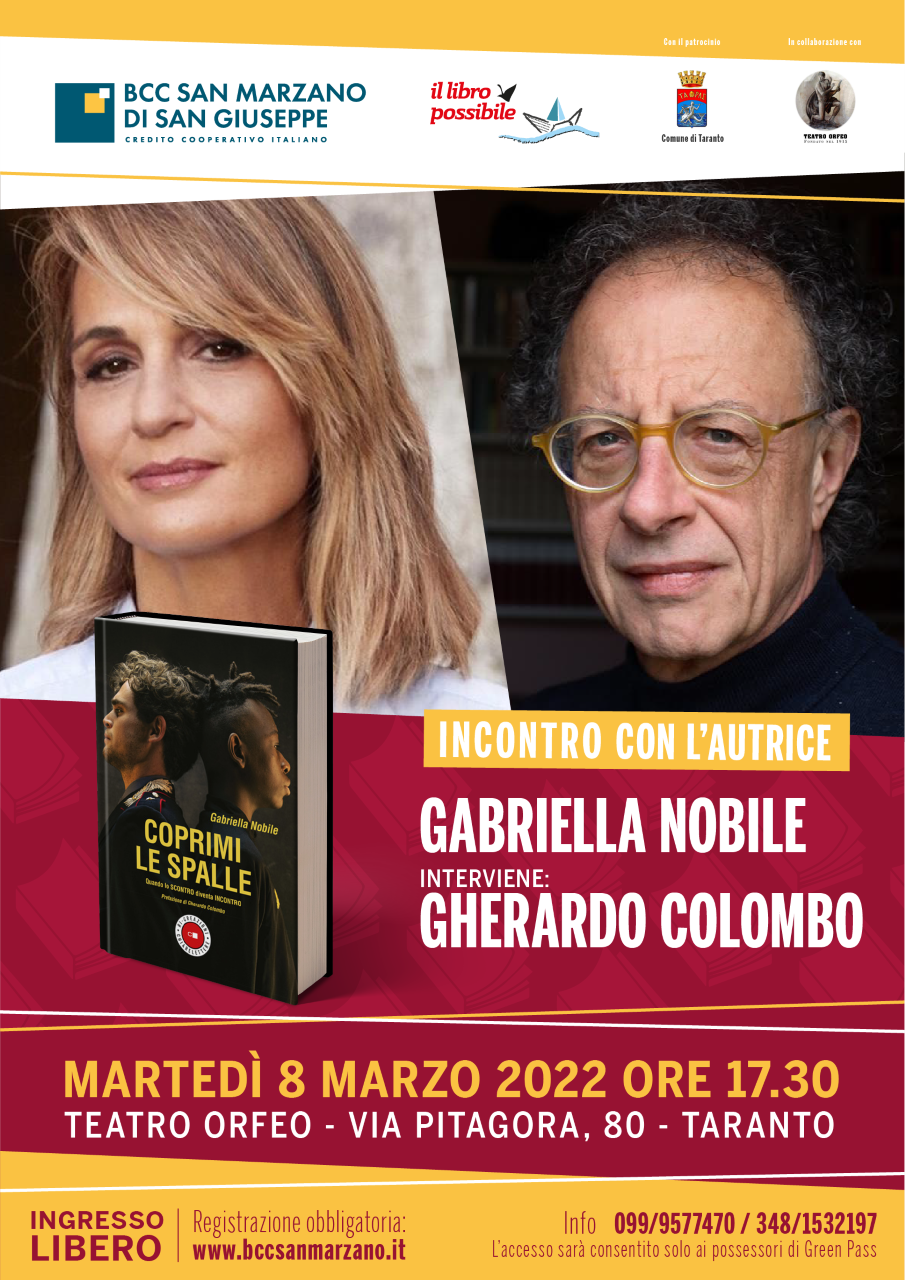 Gabriella Nobile e Gherardo Colombo al Teatro Orfeo di Taranto con BCC San Marzano