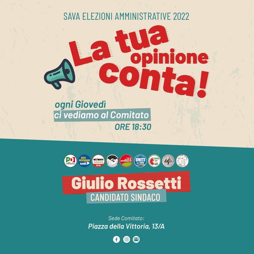 “SAVA VOLTA PAGINA”. Il candidato sindaco Giulio Rossetti, Enrico Consoli e Gionata Pesare illustrano il programma